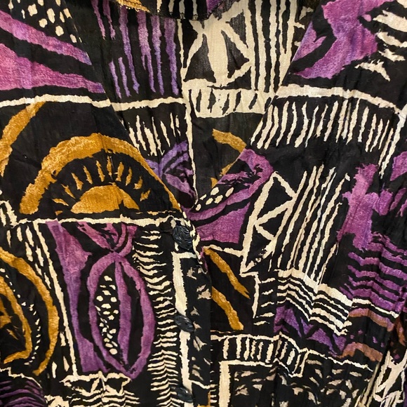 Vintage 80s More Jazz Funky Geometric Print Longline Button Down Top SS 18 16 - Picture 5 of 10